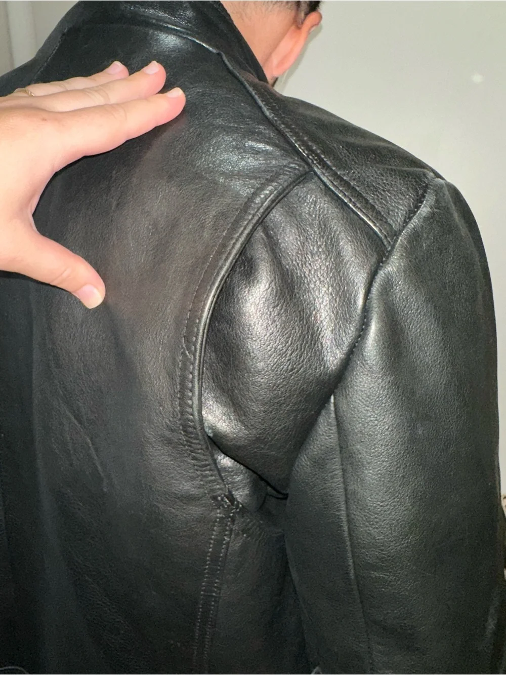 Men's Black Calvin Klein Leather Moto Jacket - Classic Biker Style